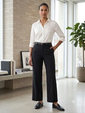 Diane Von Furstenberg Black Tailored Wide-Leg Trousers